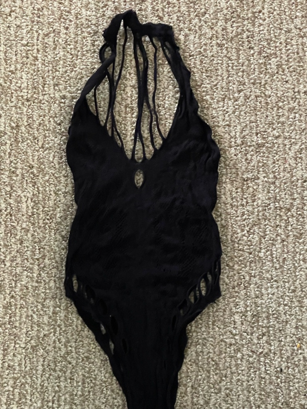 Black Strappy Halter Cutout Bodysuit